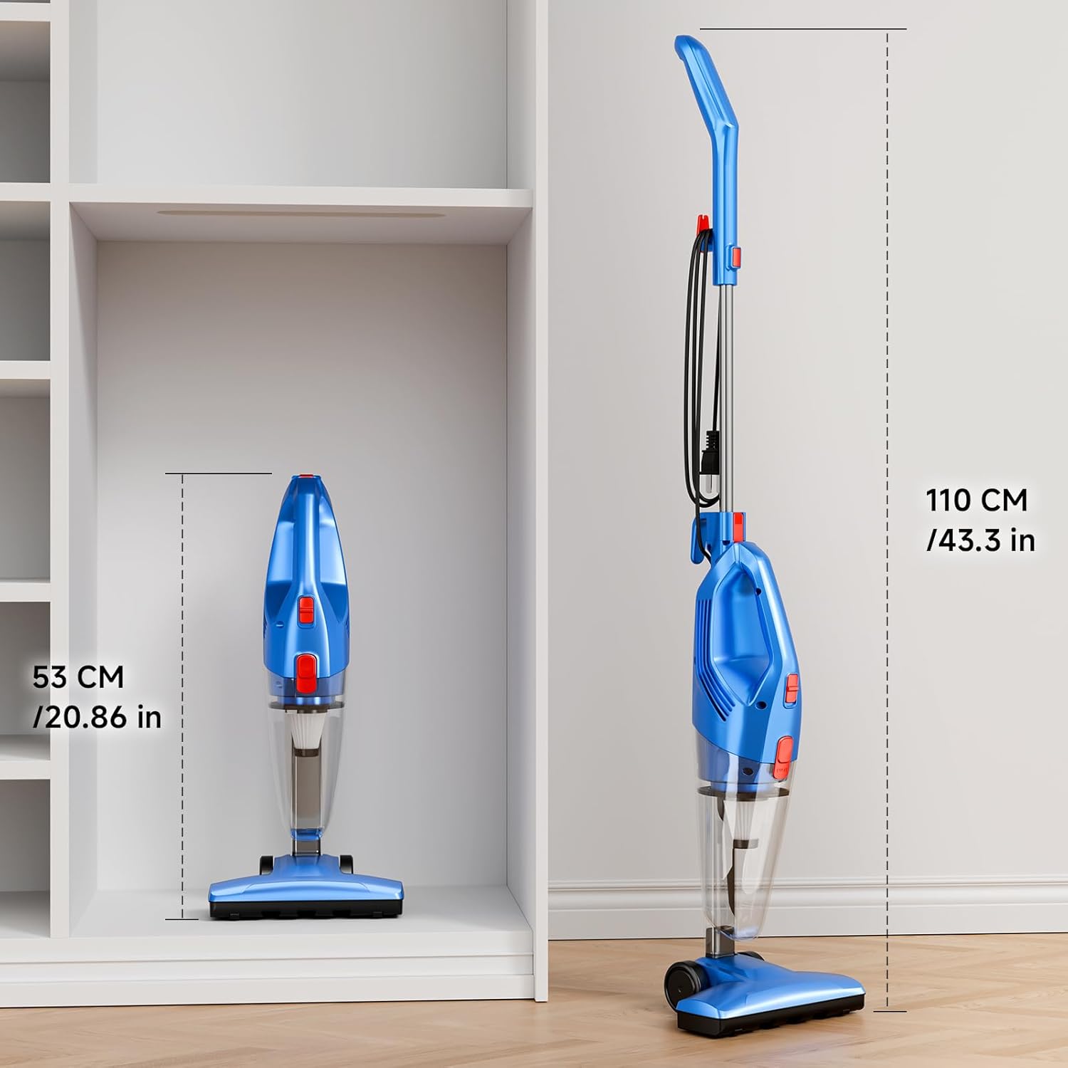 KIKETECH Cord Vacuum Cleaner, Powerful Stick Vacuum with 55Mins Runtime, 8 in 1 Vacuum Cleaners,1L Dust Cup, Rechargeable Vacuum Pet for Hair, Carpet, Hardfloor,Blue
