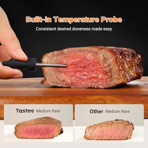 Tastee Air Fryer Lite, 8-in-1 Compact 5.5QT Oven with Single-Sensor Smart Probe, 450°F Digital Dehydrator, 24 One-Touch Presets, Dishwasher-Safe & Non-Stick Basket