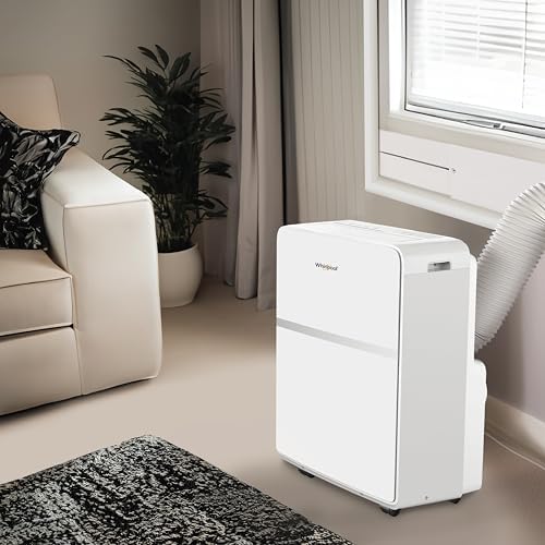 Whirlpool 8,000 BTU Portable Air Conditioner for Home with Dehumidifier, A/C Portable Air Conditioner for Apartment and Bedroom, 115V, AC for Small Rooms up to 350 Square Feet with Remote in White