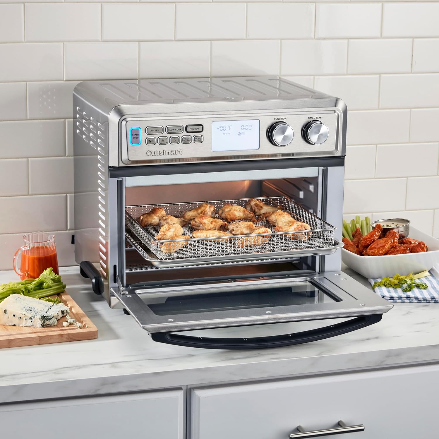 Cuisinart Air Fryer Toaster Oven with Extra-Large Capacity, 1800W Stainless Steel Oven with Digital Display, Bake, Broil, Roast & Air Fry Options, Adjustable Temperature, TOA-95NAS