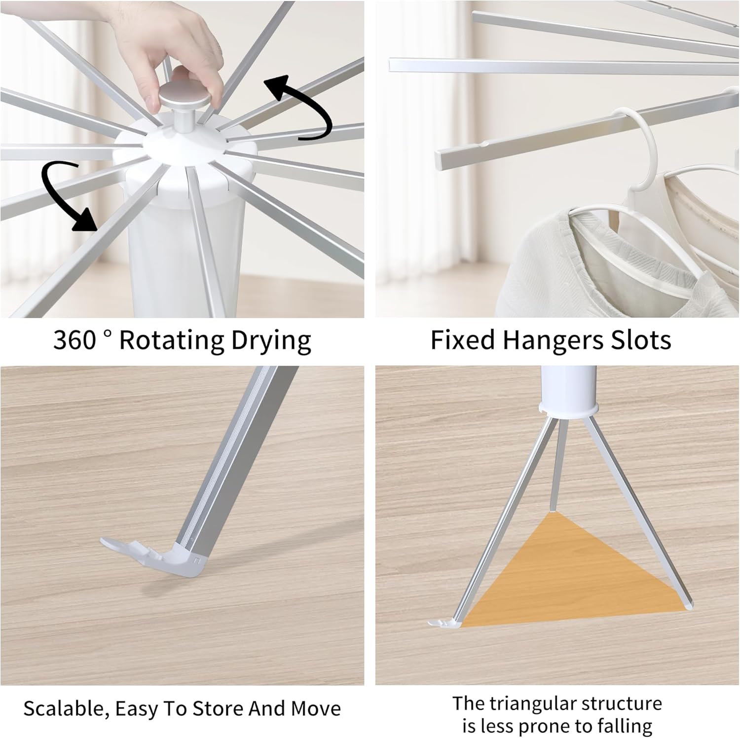 Clothes Drying Rack Tripod,Laundry Hanger Dryer Rack,Portable Foldable Drying Rack-Drying Rack Clothing Laundry Bedroom Household Aluminum-12rods