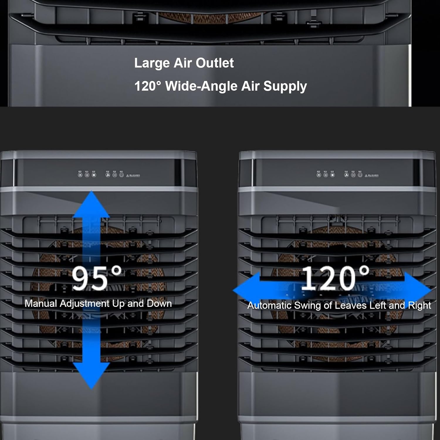 Indoor Swamp Cooler Fan, 3 In 1 Portable Air Conditioners, 10 Gallon Tank, 120° Oscillation, 4 Ice Packs, 12H Timer, Remote, 3 Modes & 3 Speeds Air Cooler for Room Cooling(90cm/35in)