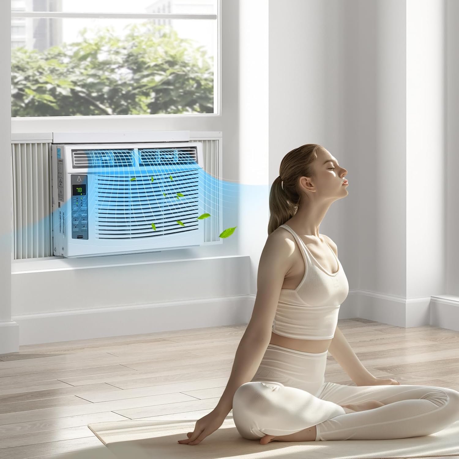 6000 Btu Window Air Conditioner Units, Fast Cooling 250 Sq.ft. 110v Air Conditioner Window Unit With Remote Controlled, App Controlled, 50db Low Noise,6000 Btu Window Ac Unit For Room