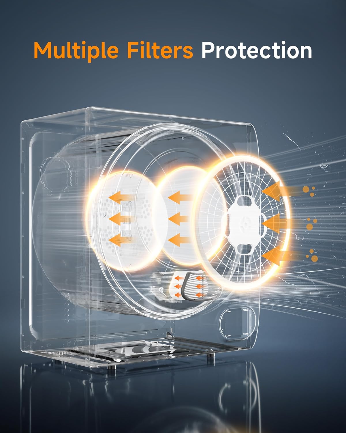 10 LBS Portable Dryer, 1.5 Cu.Ft. Portable Clothes Dryer with Knob Control, Stainless Steel Drum, Exhaust Pipe, 850W Drying Machine for Apartment, Dorm, Home, White