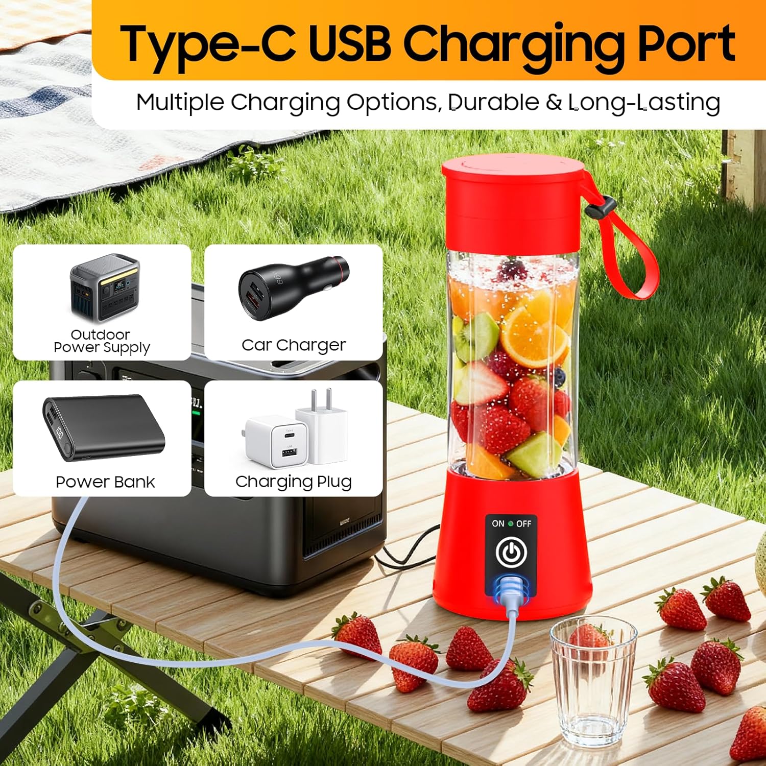 Personal Blender for Shakes and Smoothies - 2025 New Upgrade Cordless Portable Blender USB Rechargeable, 380Ml BAP Free Juice Cup, 6 Blades Freshly Squeezed for Picnic/Sports, 20000Rpm/Min Speed