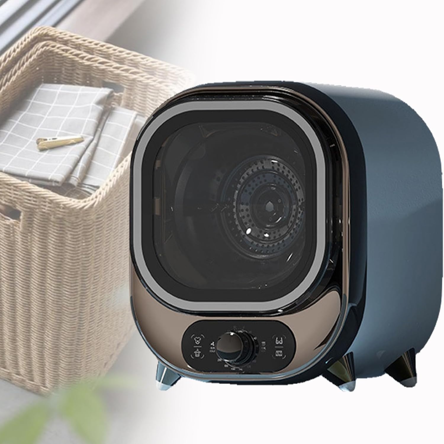 Mini Electric Clothes Dryer, Small Condenser Tumble Dryer, Vented Tumble Dryer, 0.8kg Capacity, Compact, for Home, Apartments and Rvs,Brown (Brown)