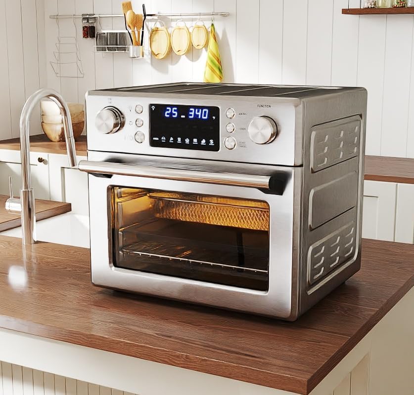 ARLIME 14-in-1 Air Fryer Toaster Oven Combo, 1700W Stainless Steel Countertop Convection Oven with Bake, Rotisserie, Dehydrate & Defrost Functions, 26 QT Large Capacity, 60-Minute Timer & Accessories