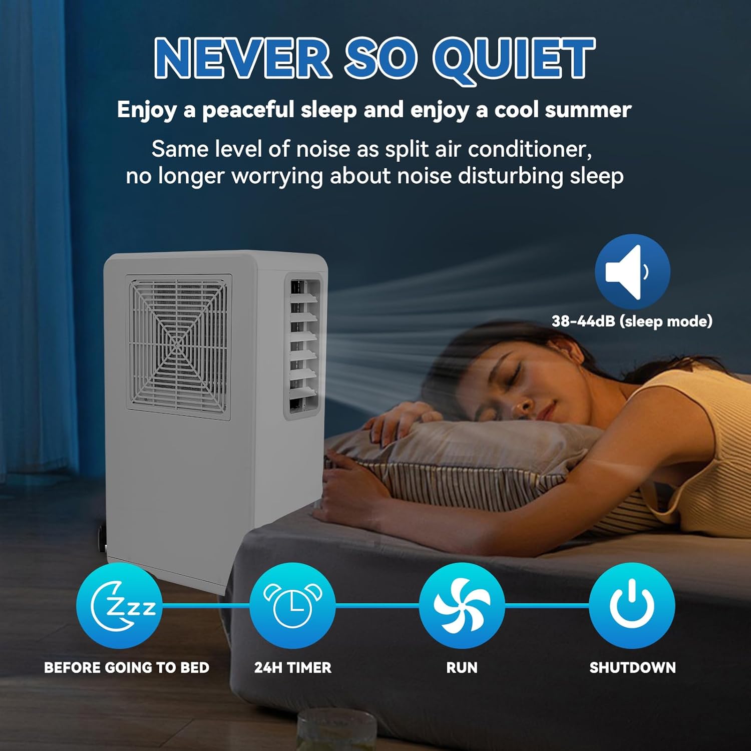 Energy Efficient Portable Air Cooler, Low Cost Portable AC Alternative & Dehumidifier, 38/44dB(A) Quiet, Smart Air Conditioner for Room Indoor/Outdoor