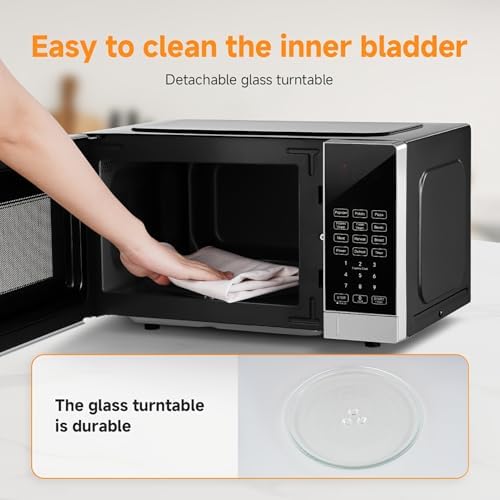 Compact Microwave Oven with 9 Auto Menus & Child Lock, LED Lighting, 0.7 Cu Ft, 700W - Easy Clean Kitchen Appliances, Quick Cooking for Family & Company Gatherings (1)