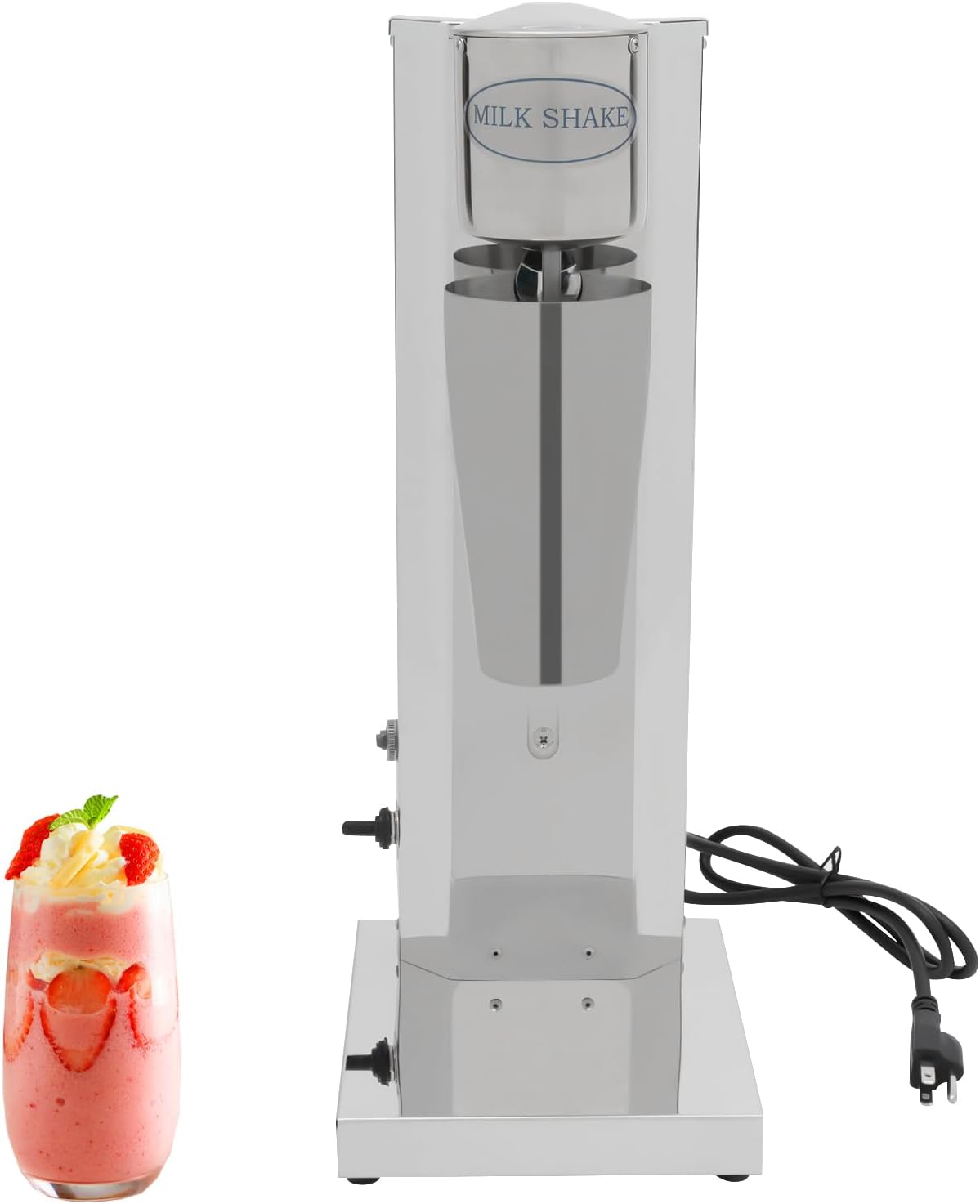 Commercial Milkshake Machine, Milkshake Maker, Electric Milkshakes Blender, 180W 18000RPM Stainless Steel Drink Mixer with 22OZ Cup for Milk Tea Coffee Shakes, 110V (Single-head)