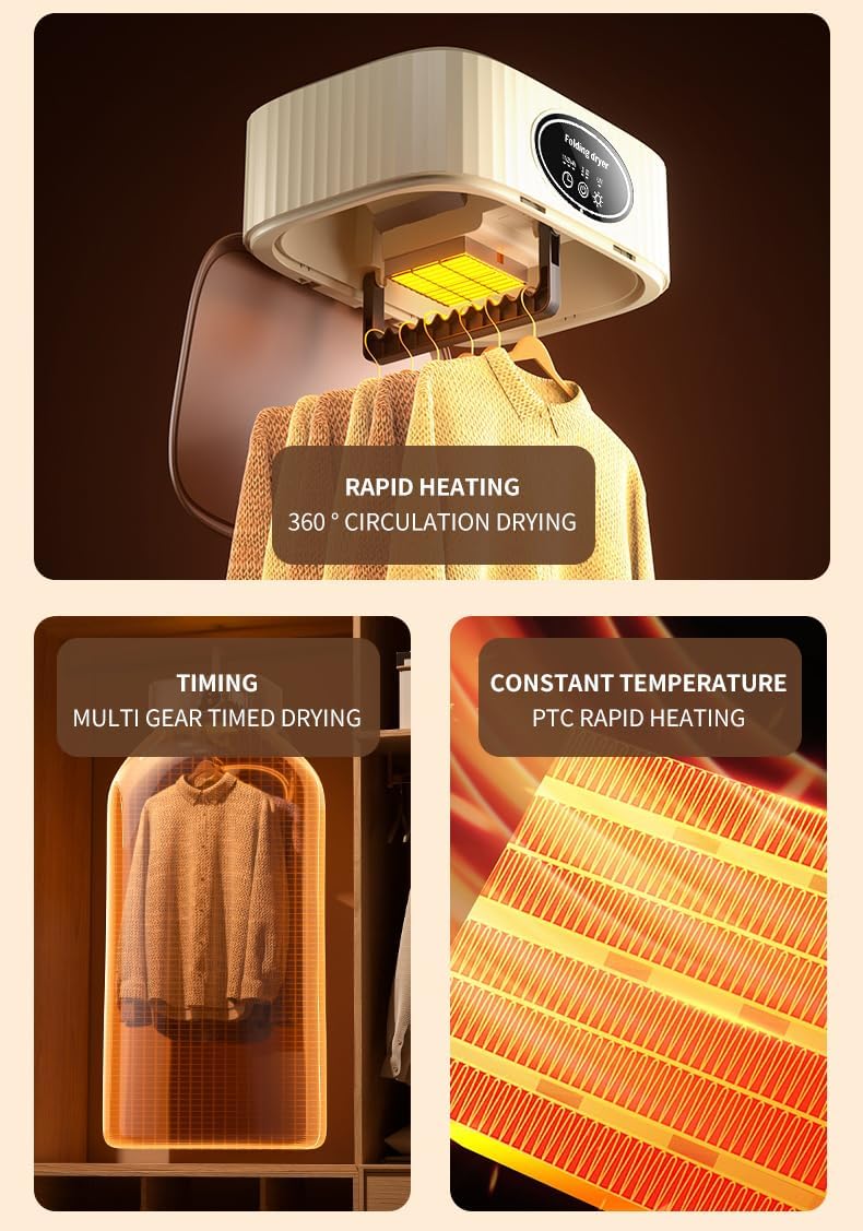 Portable Clothes Dryer, Portable dryers for laundry, Mini dryer for clothes, Electric Clothes Dryer Machine for Apartment, RV, Travel(600W-US plug)