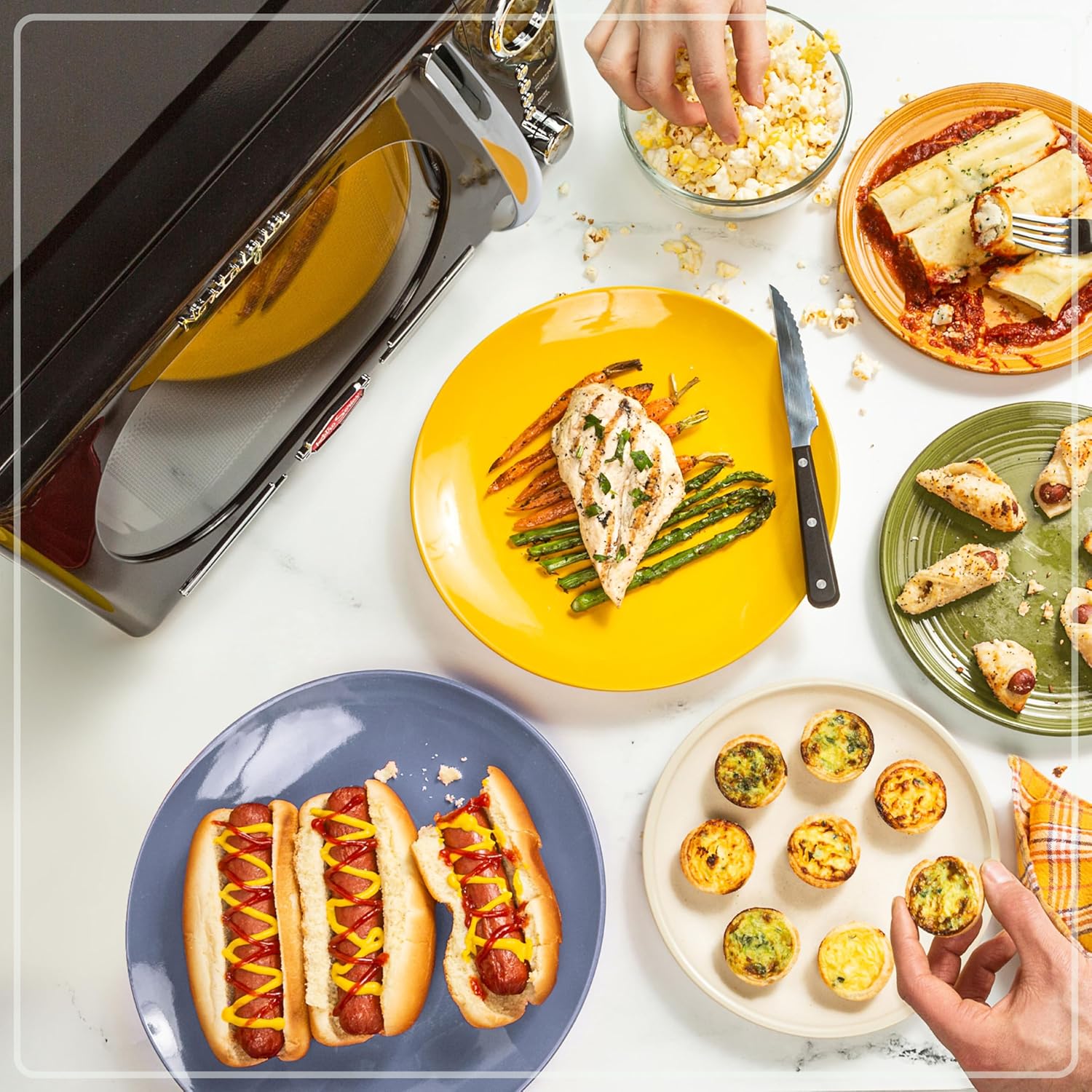 Nostalgia Retro Countertop Microwave Oven - 1.1 Cu Ft & 1000 Watt Power- Easy to Clean with Removable Glass Turntable - Child Safety Lock - 12 Programs - Digital Clock - Black