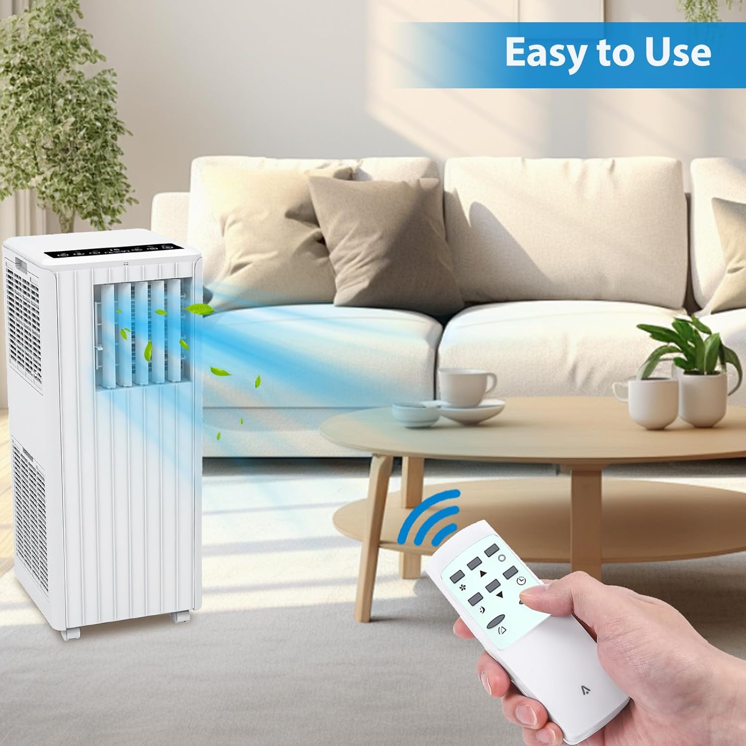 8000 BTUs Portable Air Conditioner, 3-in-1 AC Unit Cool, Dehumidify & Fan Modes for Up to 350 Sq. Ft, Portable AC with Remote Control, LED Display, 24H Timer, Installation Kit, White