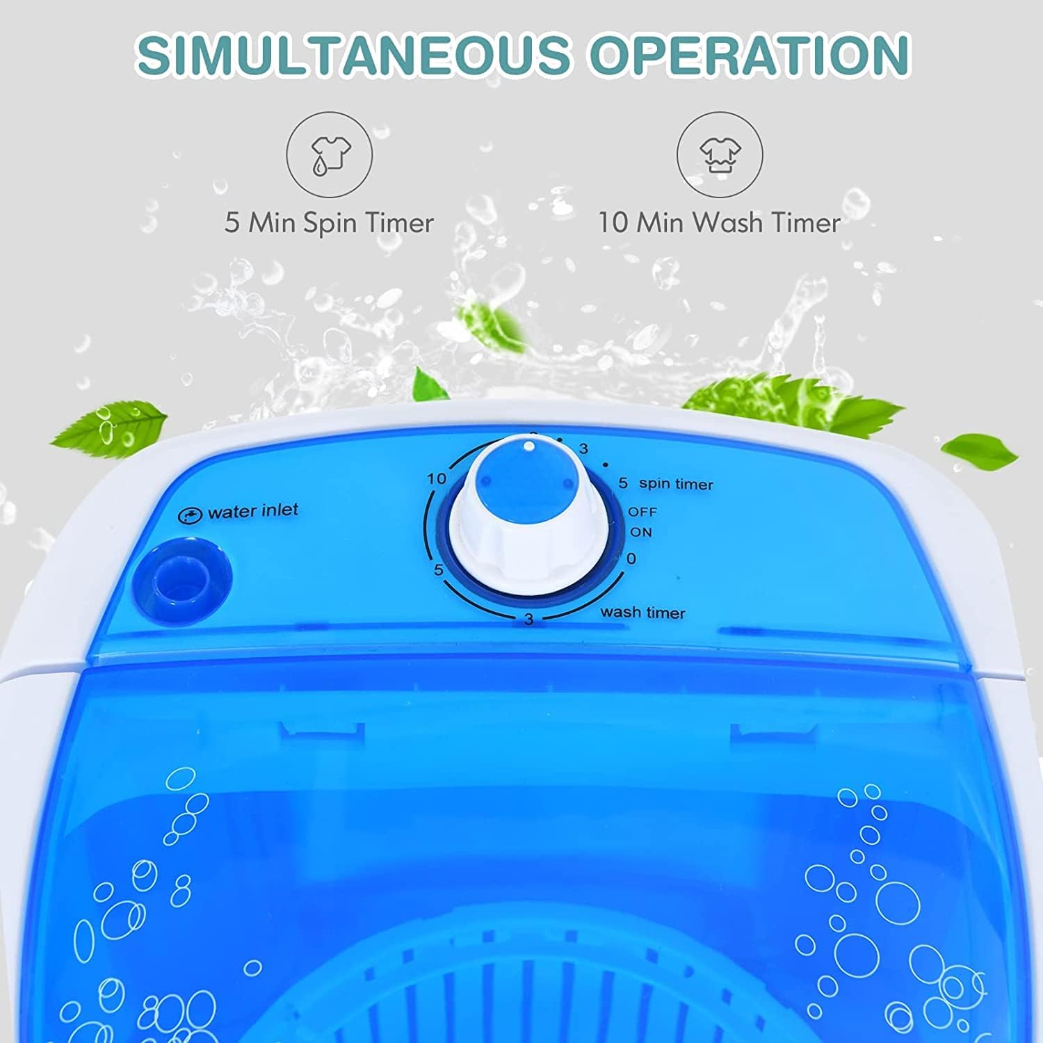 FUTADA Mini Washing Machine with Spin Dryer, Portable Clothing Washer Single Tub Washing Machine, 5.5lbs Washer Blue