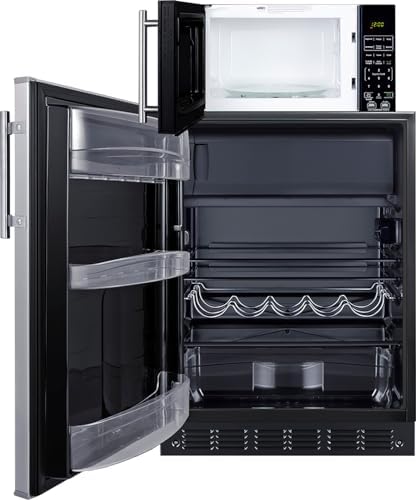 Summit Appliance MRF66BK2SSALHD Microwave/Refrigerator-Freezer Combination with Allocator; Includes CT66BK2SS Refrigerator-freezer, and SM903BSA1 Microwave; 115VAC; Cycle Defrost; One-touch Cooking