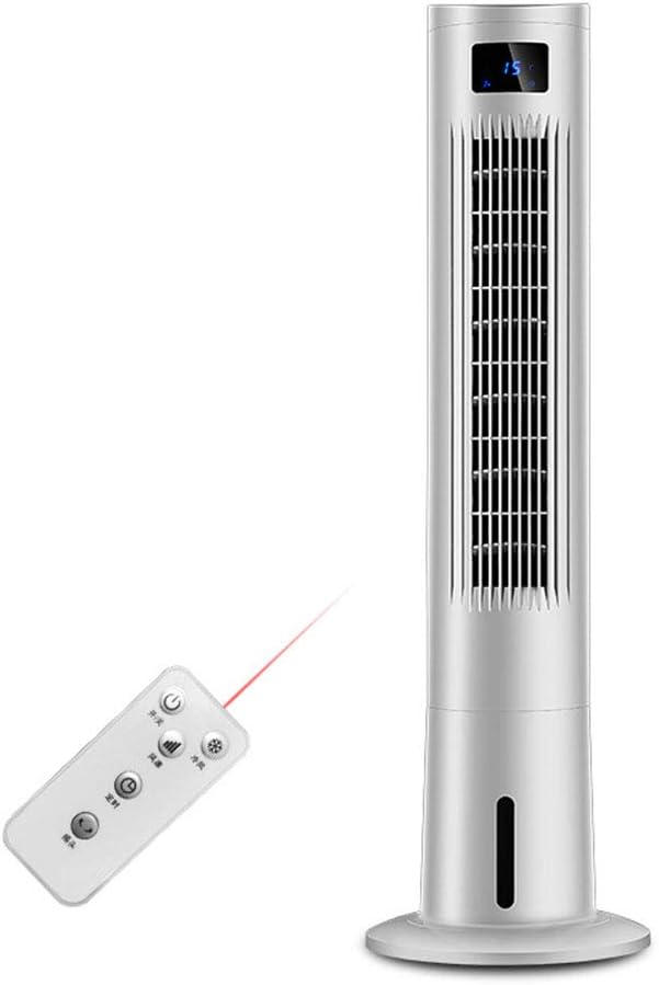 Evaporative Tower-Type Vaneless Fan and Humidifier with Remote Control and Timing Function, Adjustable Wind Speed, Portable Air Conditioner