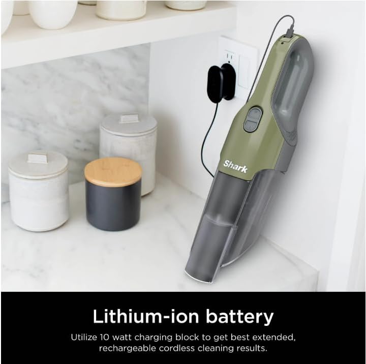 Shark Cordless Handheld Vacuum Cleaner – HyperVelocity Suction, Lightweight & Portable, XL Dustbin, Washable Filter, Pet Hair Tool & Crevice Tool – Green