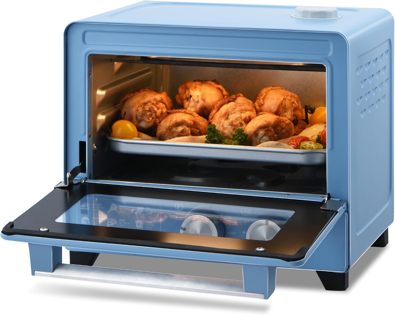 12.7 QT 6-in-1 Air Fryer Toaster Oven with Steam Infusion, Compact, Fast Preheat, Air Fry, Bake, Roast, Broil, Reheat & Steam, Perfect for Small Contertop, Blue