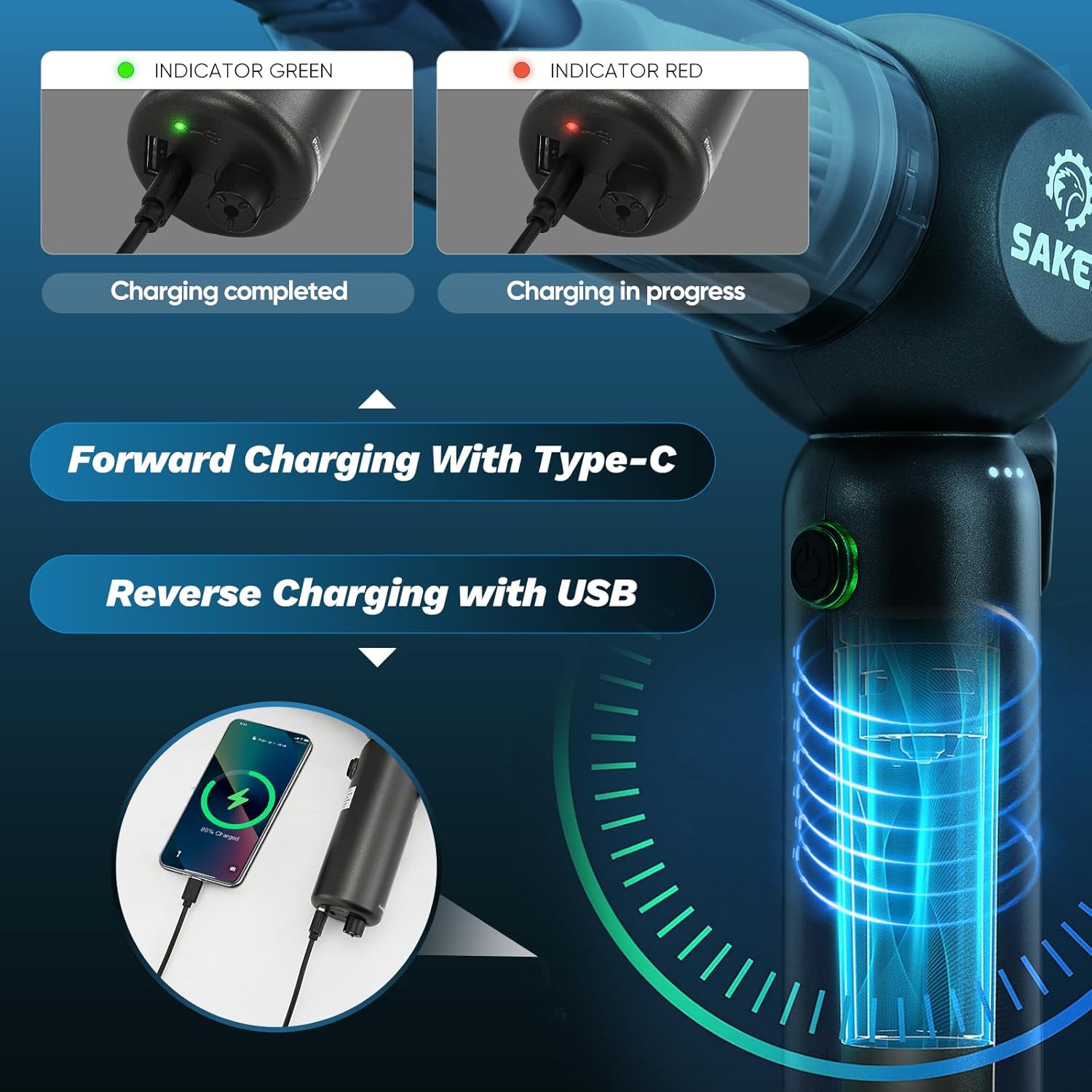 Saker Portable Car Vacuum Cordless 20000Pa 6 in 1 Multifunctional Adjustable Small Handheld Vacuum Electric Foot Callus Remover