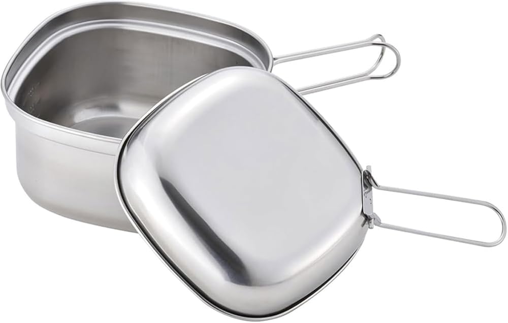 KOGU OUTDOOR 44940 Tsubamesanjo One-Handled Pot, Square Pot, Made in Japan, Compatible with Induction and Gas Fires, Folding Handle, Graduated Lid, Corner Pouring Ramen, Square Shape, Compact, Cooker,