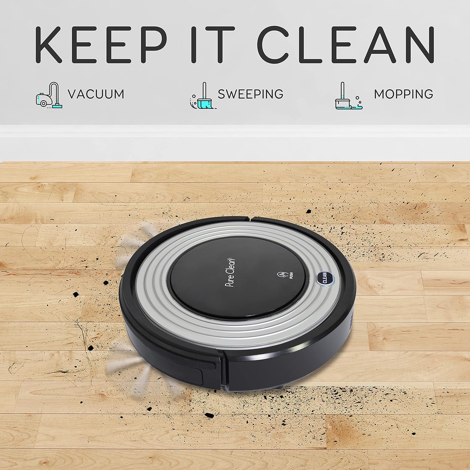 Automatic Programmable Robot Vacuum Cleaner - Robotic Auto Home Cleaning for Clean Carpet Hardwood Floor w/ Self Activation and Charge Dock - Pet Hair & Allergies Friendly - PureClean PUCRC96B.5