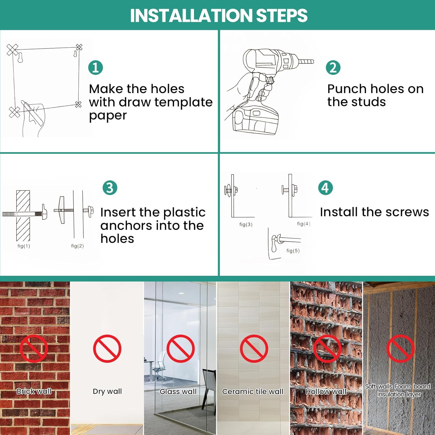Upgrade 6 Knob Wall Mounted Clothes Drying Rack, Foldable Collapsible, Indoor, Clothing & Towel Drying Rack with Wall Template, 5 Rods, 31.5