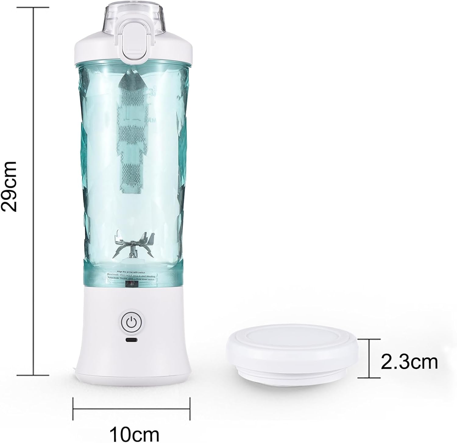 TARSHYRY Blender Smoothie Maker, Mini Stand Mixer Portable for Shakes and Smoothies with 6 Blades Stainless Steel Starter with Travel Lid,600 ml Bottle for Kitchen, Home, Travel (White)