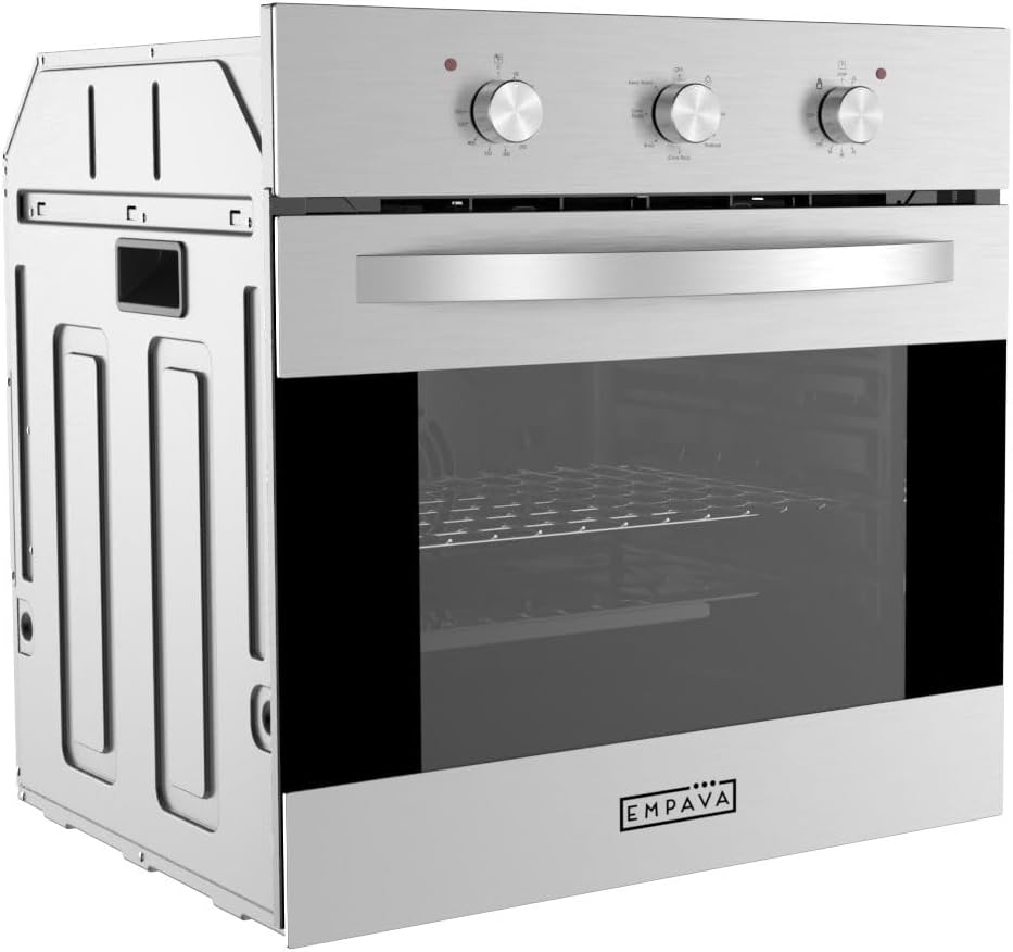 Empava 24 in. Electric Single Wall Oven Convection with 6 Cooking Functions Mechanical Knobs Control in Stainless Steel Model 2020, B14