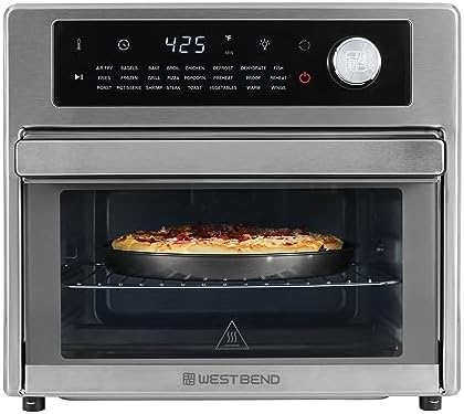 West Bend XL Air Fryer Oven 26-Quart with Digital Controls Easy-View Door and 24 Cooking Presets, Includes Nine Accessories, 1700-Watts, Metallic