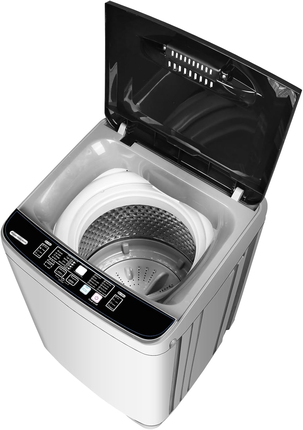 Full Automatic Washing Machine with LED Display, 10 Programs & 8 Water Levels Selections, 15.6Lbs for Home, RV, Camping, Apartment, Dorm (‎Grey)
