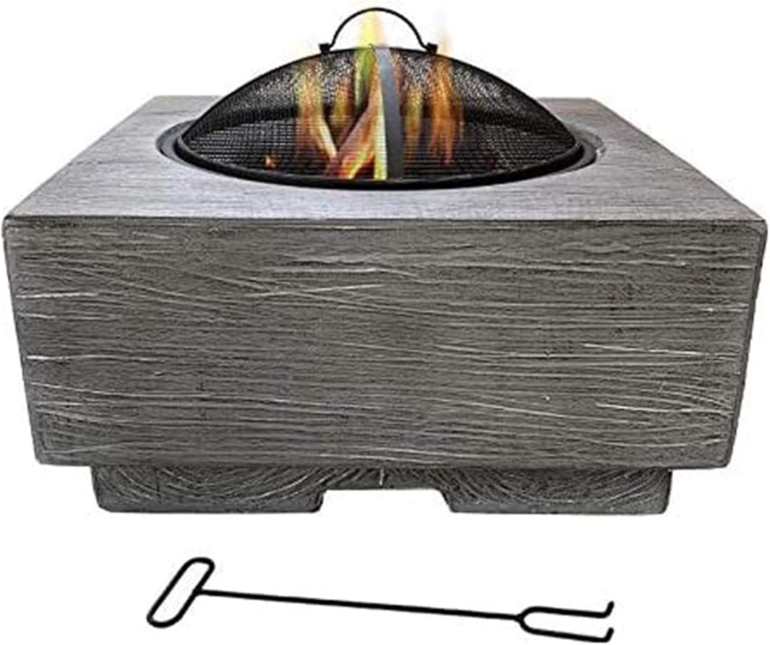Fire Pits Outdoor Wood Burning Fire Pit Tables for Outside Patio,BBQ Grill Fire, Wood Burning with Heat-Resistant Coating,Steel Frame with Cover BBQ Cooking for Outside Camping Backyar