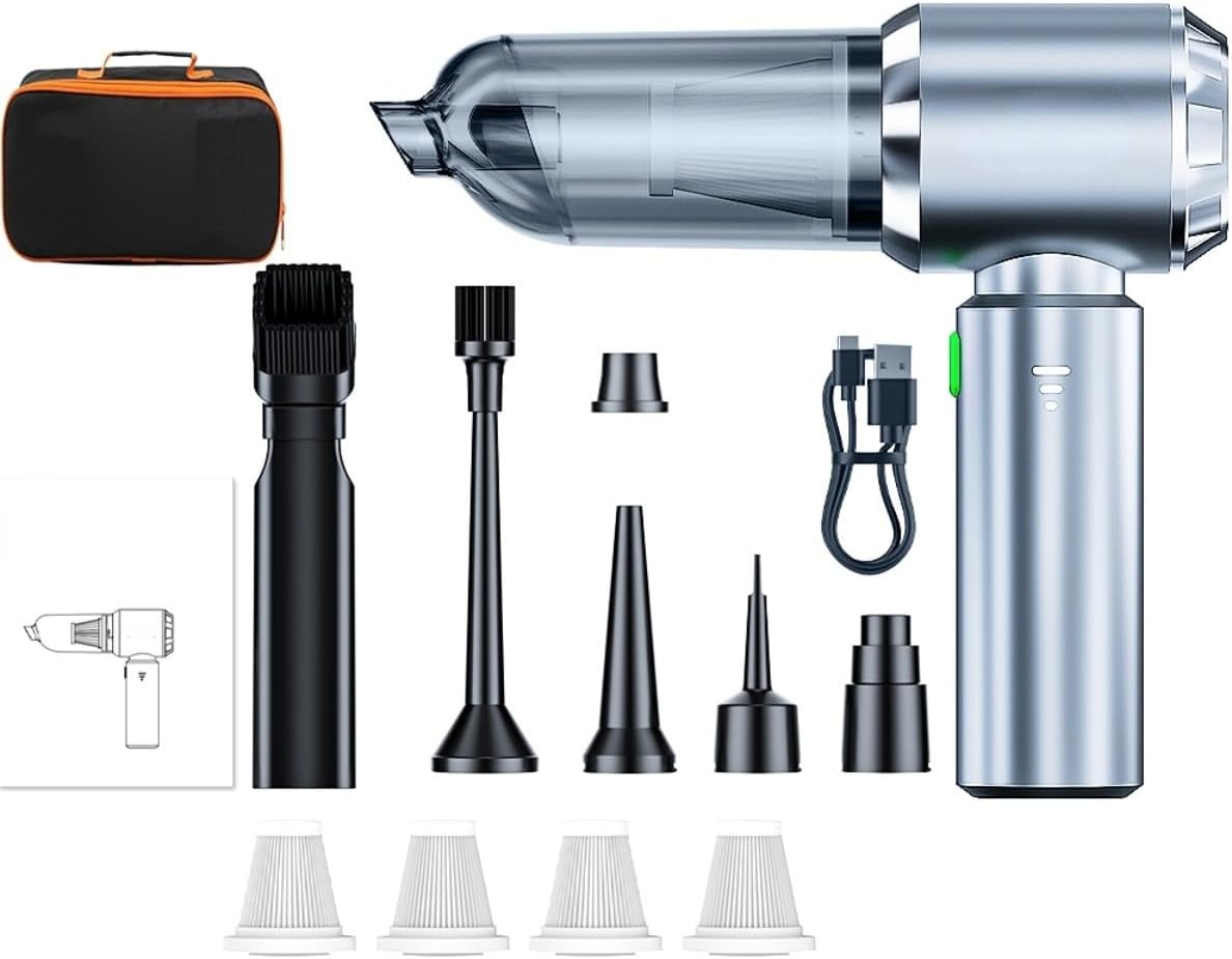 Wireless Handheld Car Vacuum Cleaner Strong Suctio Car Vacuum Cleaner 18000PA Wireless Portable Cleaning Machine for Keyboard Powerful Mini Handheld Cleaner for Car and Home(C)