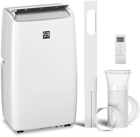 HOMCOM Portable Air Conditioner, 3-in-1 14000 BTU AC Unit with Cool, Dehumidifier, Fan, for Room up to 700 Sq. ft, 24H Timer On Off, 3 Speeds, Auto and Sleep Mode, Remote Control, Window Kit