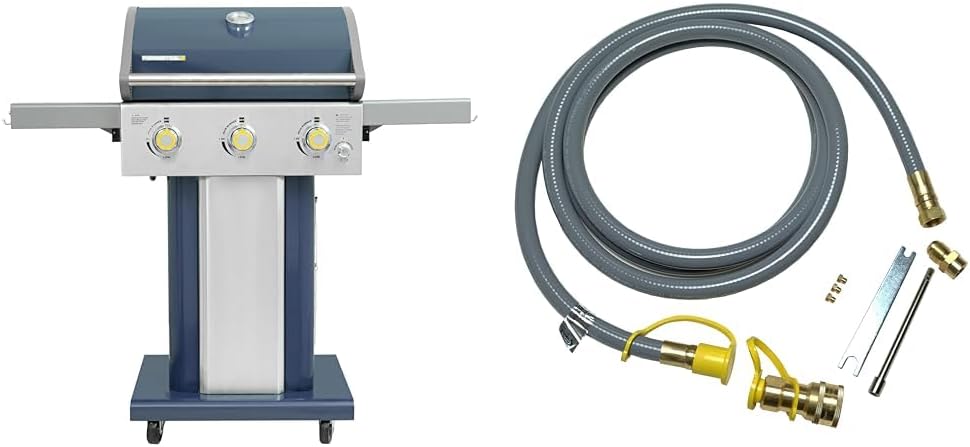 Permasteel 3-Burner 30,000 BTU Gas Grill with 512 in2 Cooking Surface, Natural Gas Conversion Kit for Kenmore 3 Burner Grills