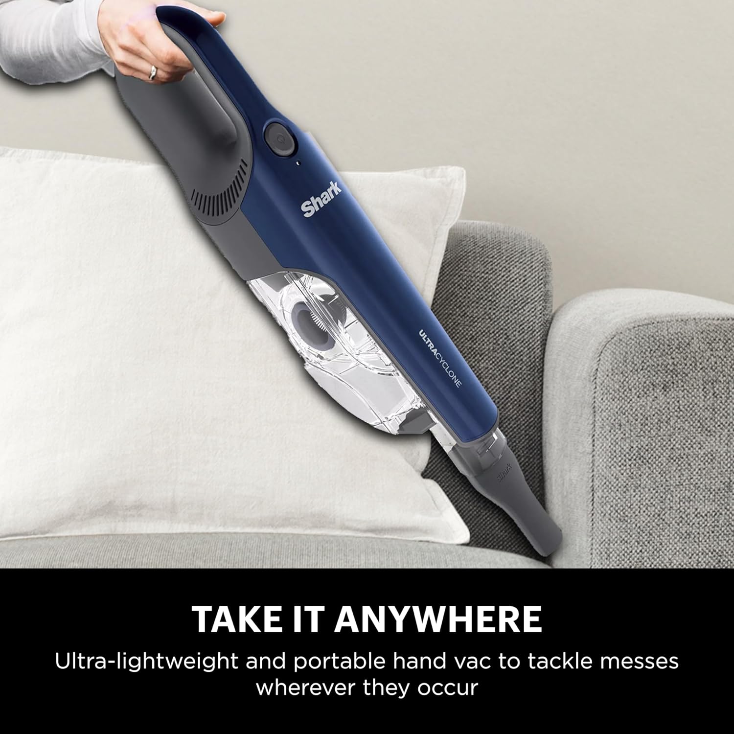 Shark CH964AMZ 2-in-1 Cordless & Handheld Vacuum Ultracyclone System, Ultra-Lightweight and Portable for Car and Home, Washable Filter, XL Dust Cup, Crevice Tool & Scrubbing Brush, Blue