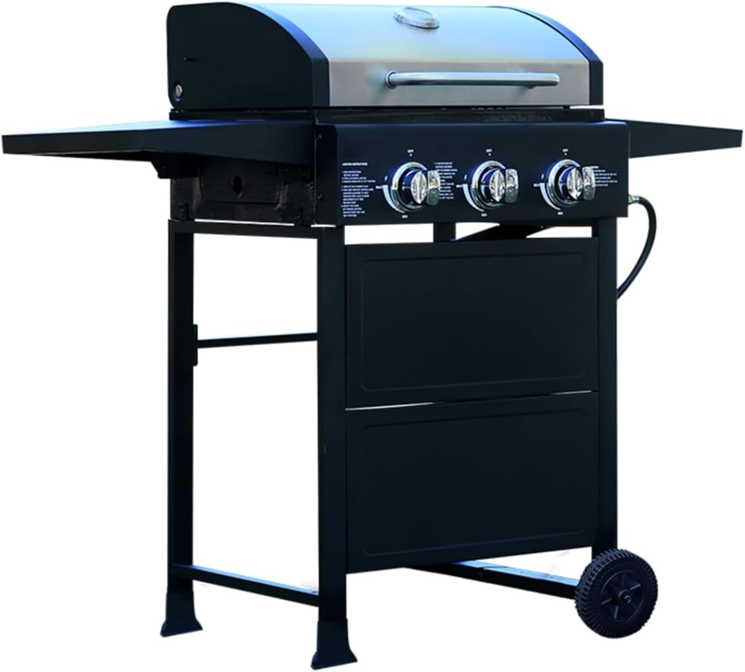 outdoor propane Grill 3 Burner gas grill, outside grill 30,000 Btu Gas bbq grill Built-In Accurate Thermometer. Asadores de gas for PatioGarden Barbeque With Foldable side table.