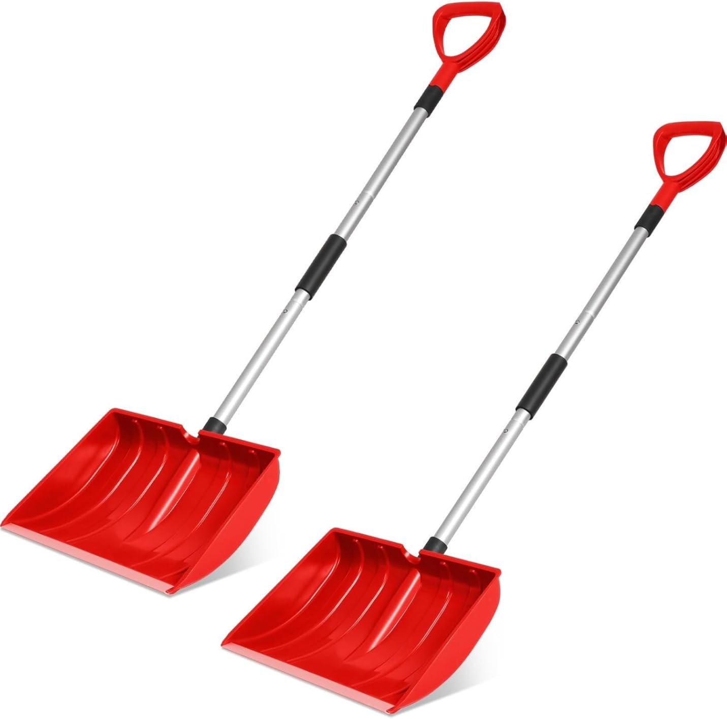 Portable Foldable Snow Shovels with Aluminum D-Handle, Suitable for Home, Garage, and Car De-Icing, 2-Pack(Red)