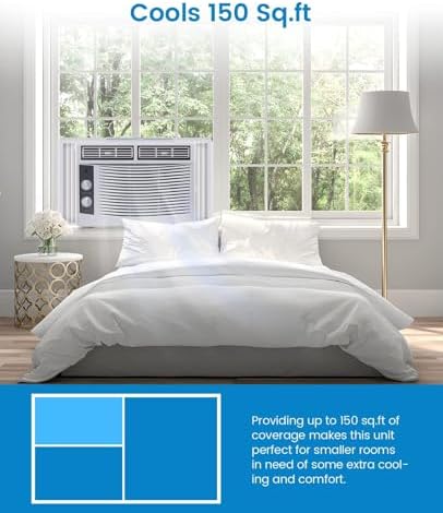 GarveeLife 5,000 BTU Window Air Conditioner - Cool up to 150 Sq. Ft. with Easy-to-Use Mechanical Controls and Reusable Filter, Perfect for Small Bedroom, Living Room, Home Office, White