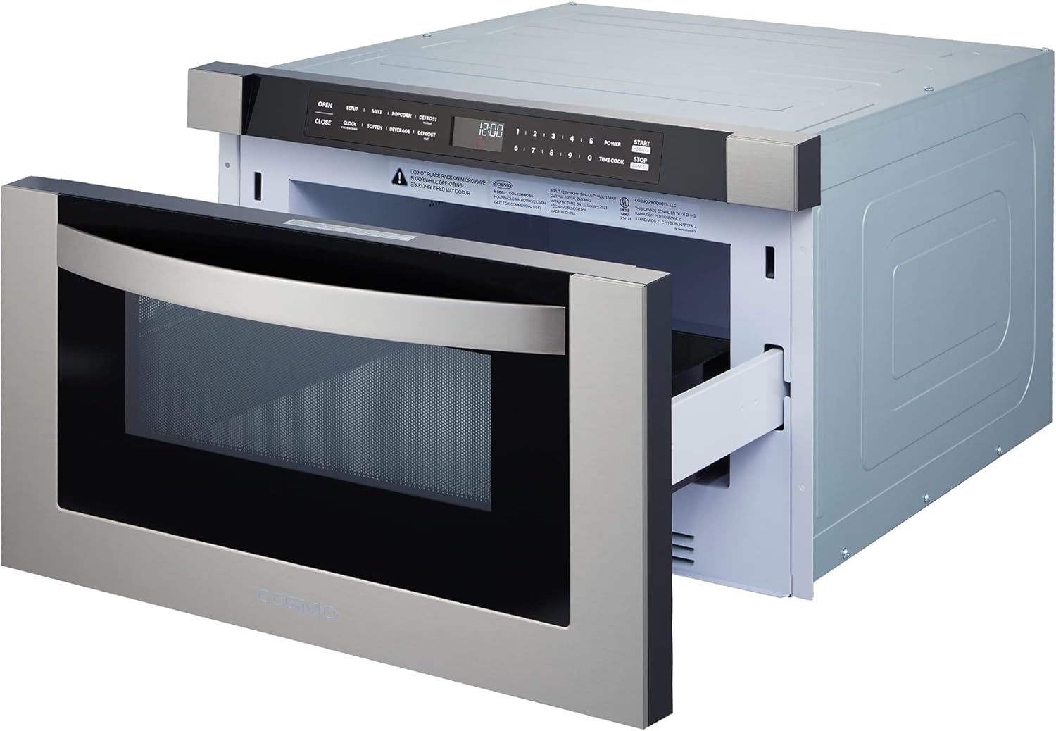 COSMO COS-12MWDSS 24 in. Haven Collection 1.2 cu. ft. Built-in Microwave Drawer, Touch Controls, Defrosting Rack in Stainless Steel
