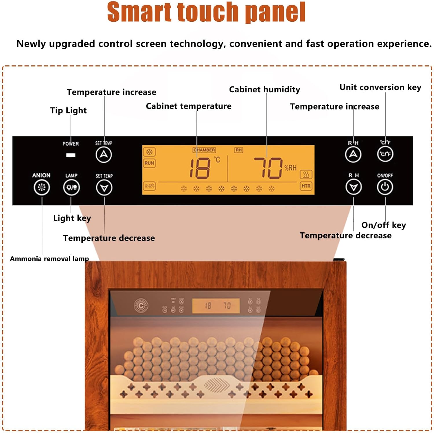 Electric Humidor, 600 Counts Cigar Humidor Cabinet with Heating and Cooling, Electric Cooling Cigar Fridge with Spanish Cedar Wood Shelves & Hygrometer, Gifts for Men