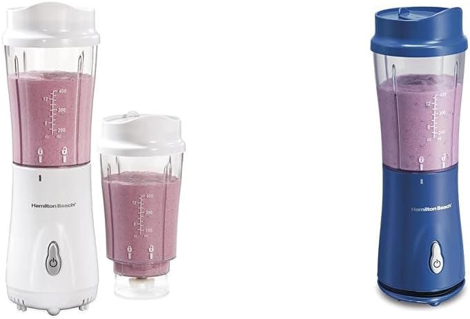 Hamilton Beach Portable Blender for Shakes and Smoothies with 14 Oz BPA Free Travel Cup and Lid & Portable Blender for Shakes and Smoothies with 14 Oz BPA Free Travel Cup and Lid
