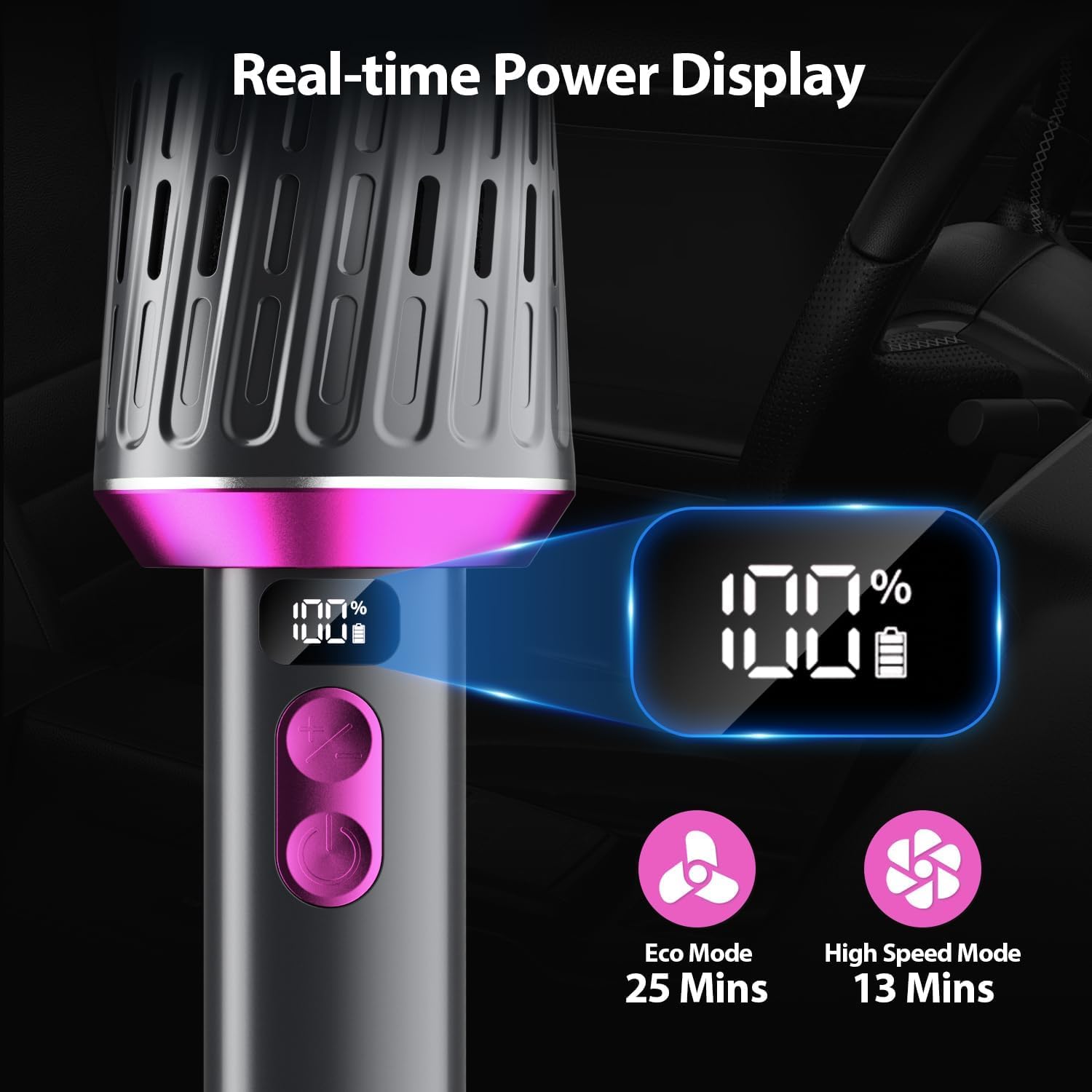 Handheld Vacuum Cordless Car Vacuum Cleaner Powerful Suction Car Vacuum Lightweight Portable Rechargeable Hand Held Vacuum Cleaner One-Touch Empty with HEPA Filter (Violet)