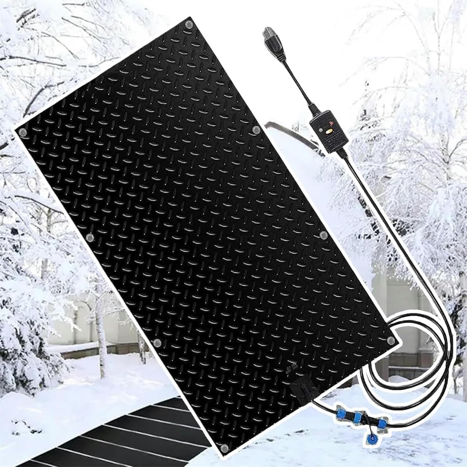 AMNOOL Snow Melting Walkway Mat Roof Heat Panel for Ice Dams Non Slip Rubber Heated Mat Black Roof Heated Outdoor Mats for Winter