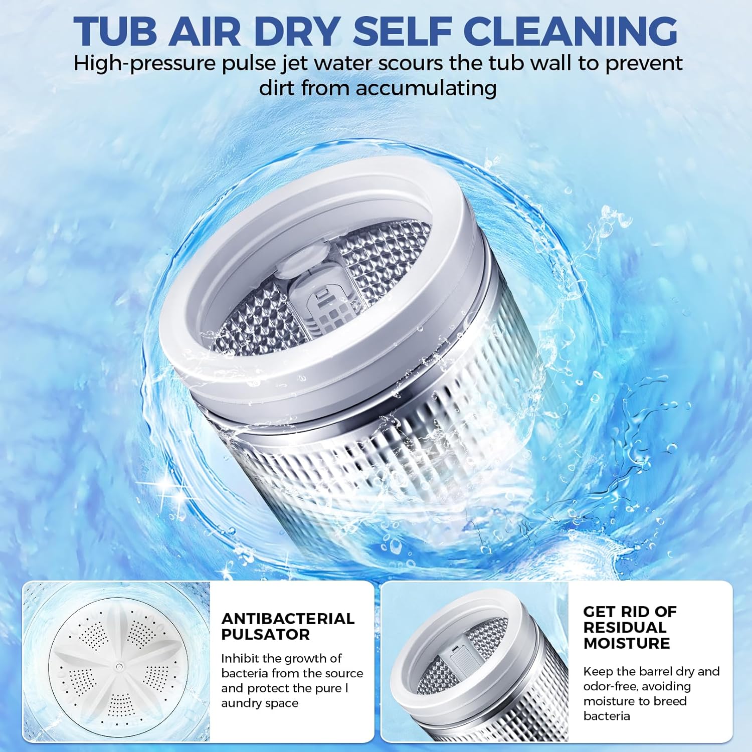 Nictemaw Portable Washing Machine, 17.8Lbs Capacity Full-Automatic Portable Washer, 2.4Cu.ft Washer and Dryer Combo with Drain Pump, 10 Programs 8 Water Levels Compact Laundry Machine for Apartment RV