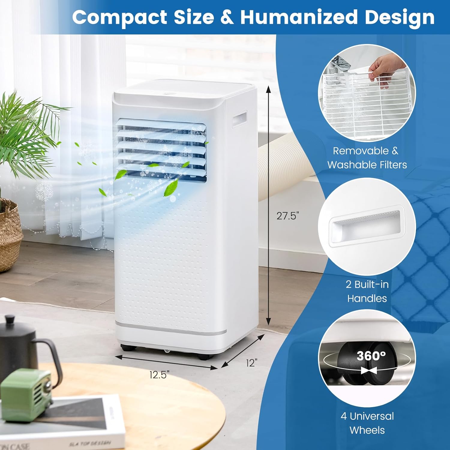ARLIME Portable Air Conditioner,10000 BTU AC Unit, 3 in 1 Cooling Unit w/Dehumidifier, Fan Mode, Quiet AC Sleep Mode, 24H Timer, LED Display & Remote Control, Cool Rooms up to 250 Sq.Ft (10000 BTU)