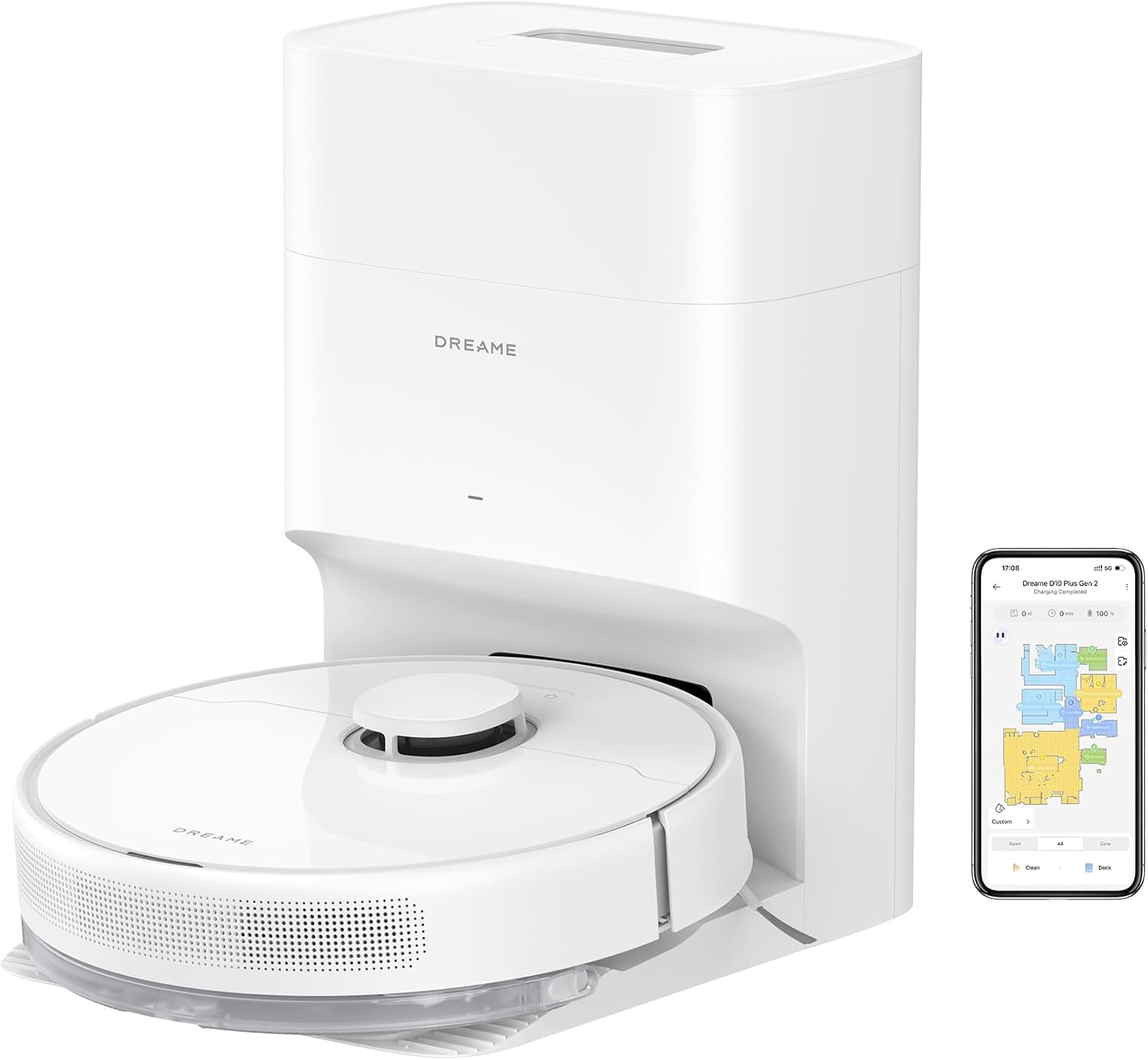 DREAME C20 Plus Robot Vacuum, 90 Days Self-Emptying Robot Vacuum and Mop Combo, 6000Pa Suction Robotic Vacuum, LiDAR Navigation, APP/Voice Control, Robot Vacuum Cleaner for Pet Hair/Carpet/Hard Floor