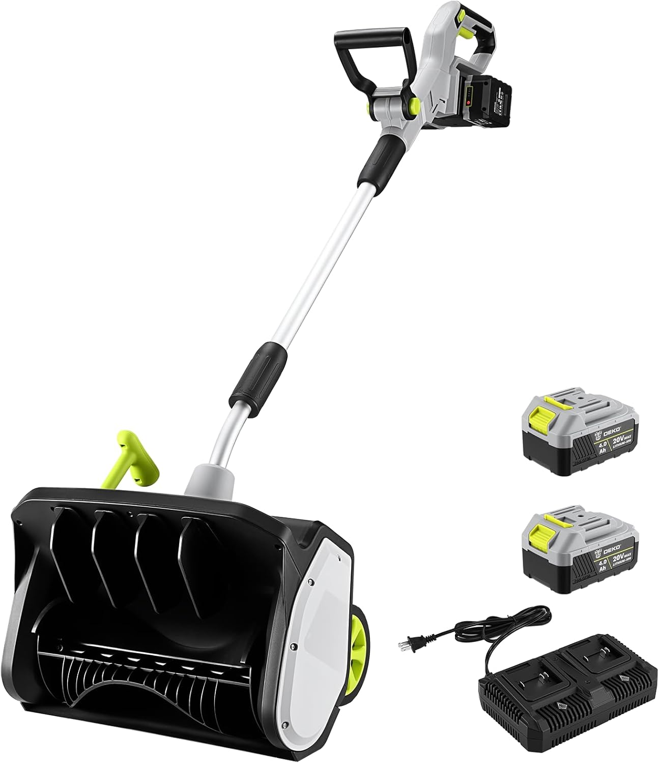 Cordless Snow Shovel: DEKOPRO 40V|17-Inch Cordless Snow Blower，Electric Snow Shove with Adjustable Chute, Lightweight Electric Snow Blower for Sidewalks & Stairs (2×20V Batteries)