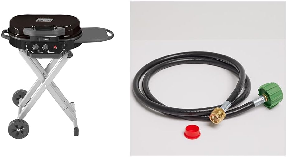 Coleman RoadTrip 225 Portable Propane Grill Bundle with 5 Foot Hose and Adapter for Grills, Stoves, Lanterns, Heaters