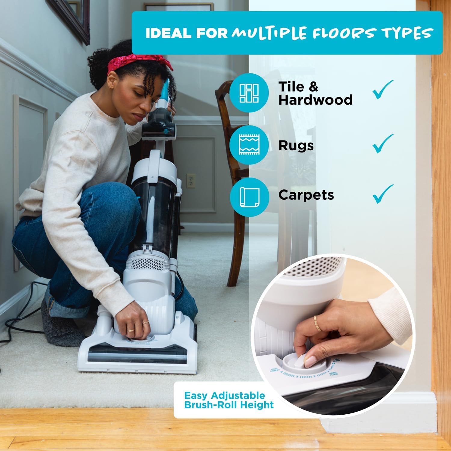 Simplicity Vacuums Pets Pro, Hard Floor and Carpet Vacuum Cleaners for Home Pet Hair, Upright, Bagless Lightweight, Powerful Suction in Homes with Dogs Plus Upholstery, Dust and Crevice Tools, SVPET