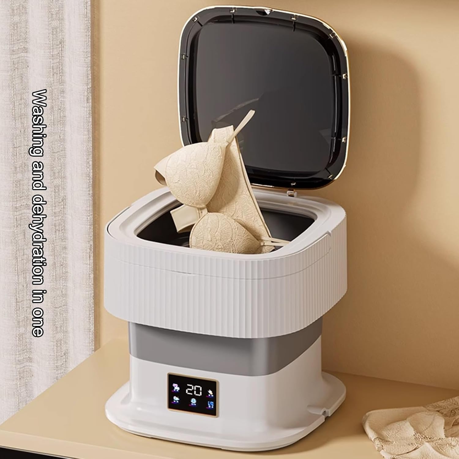 Mini Portable Washing Machine , 18L Upgraded Large Capacity Foldable Washer, Small Washing Machine, Travel Washing Machine, Deep Cleaning of Underwear,baby Clothes,for Apartments,Dorm,Camping(Gray)